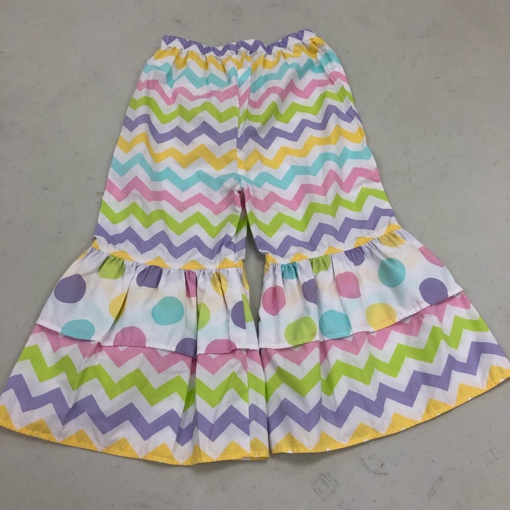 Kelly's Kids Tatum Easter Egg Chevron Ruffle Pants